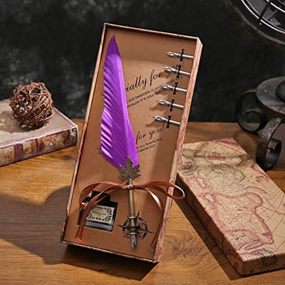 n/A Creative Office Papelería Suministros Vintage Plumas Pluma Caja de Regalo Conjunto de Tinta Dip Escritura Fuente Pluma Regalo de Cumpleaños de Bod
