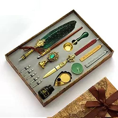 n/A Clásico Retro caligrafía Pluma Pluma Tinta Sello Sello Sello Sello Vintage Madera Dip lápiz Estudiantes Fuente de Metal Pluma Suministros Escolare