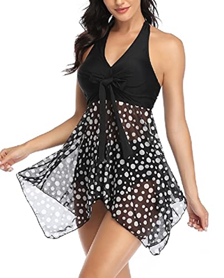 UMIPUBO Mujer Traje de Baño Tankinis Hálter Falda Push Up Bikini Conjunto de Malla Playa Ropa de Baño de Cintura Alta Ropa De Playa Tops y Braguitas B