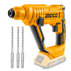 INGCO Martillo Perforador con batería, 20V Professional Martillo perforador con 3 brocas SDS-Plus, 1.5J Energía de Impacto, luz LED (batería y cargado precio
