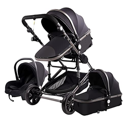 Sillas de paseo Cochecito de bebé 3 en 1 Triciclo Baby Walker Cochecito de alto paisaje Cochecitos plegables Carrito de bebé para bebé 0-36 meses (Neg características