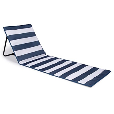 Just Be - Alfombrilla reclinable para Playa, Plegable, para Verano, al Aire Libre, portátil, Ligera, para jardín, Parque o Festival, Picnic - Rayas Az