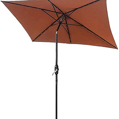 Paraguas de patio Sombrilla de patio al aire libre Sombrilla con luces LED, 2 3M Sombrilla de jardín al aire libre con manivela y varilla de inclinaci