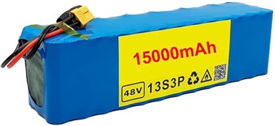 stdpcxz Batería De Bicicleta Eléctrica Ebike De 48V 15Ah,Paquete De Batería De Iones De Litio 13S3P 18650,25A BMS,con Enchufe XT60 + Cargador 54.6V 2A