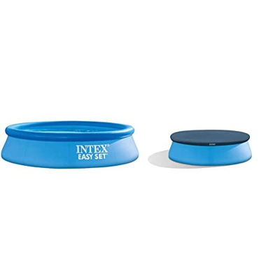 Intex 28106NP - Piscina hinchable INTEX, Piscina redonda, Ø244x61 cm + 28020 - Cobertor piscina hinchable Easy Set 244 cm