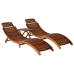 Mogou Set de tumbonas con mesita, Tumbonas Jardin Exterior, Hamacas Y Tumbonas Jardin, Tumbona Playa, Tumbona Terraza, 3 Piezas,Madera Maciza de Acaci características
