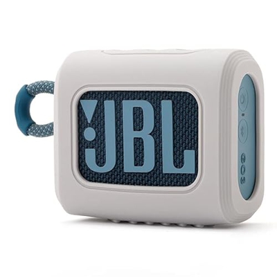 WERICO Funda de silicona para JBL Go 3 Altavoz Bluetooth portátil impermeable, manga protectora ultraligera portátil con mosquetón (gris)