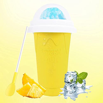Slushy Maker Cup con Pajita y Cuchara 2 en 1, Magic Slushy Maker Squeeze Cup, Freeze Mug Milkshake Smoothie Mug, Portable Squeeze Ice Cup, para Helado