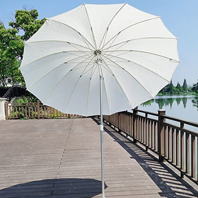 ZJIEX Shanghai Sombrilla de Playa 2M Sombrilla de Jardín Inclinación Sombrilla Parasol Exterior Sombrilla de Patio Antiviento Blanco