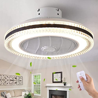 Grandeals Ventilador de Techo silencioso para Interiores Moderno Ventilador de Techo con Velocidad del Viento de 3 Engranajes con luz Mini Dormitorio 