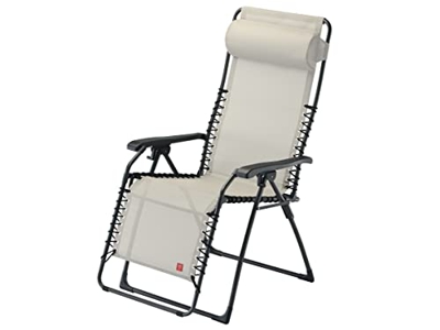 Fiam Movida sillón gravedad cero basculante. Estructura de acero color antracita - asiento de texileno blanco-beige Art. 129sTXBIBE