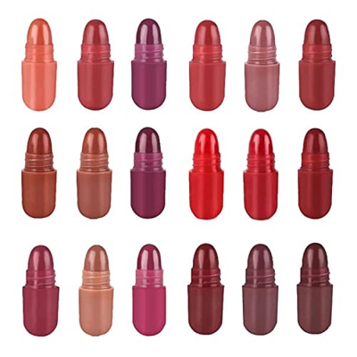 GIMOCOOL Juego de pintalabios minipíldora de 18 Colores,Pintalabios Cap-sules,lápiz Labial portátil Impermeable de Larga duración para,Lápiz Labial Ma