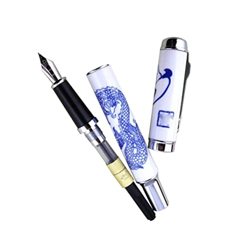Obelunrp Elegante Fuente de Lujo Pen 950 Nib de Porcelana de Porcelana Azul y Blanco Nib Medio para Oficina Premio DE LA Escuela Premio DE LA FUEGA DE características