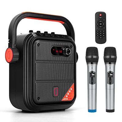 JYX Altavoz Bluetooth, Altavoz portátil PartyBox con 2 micrófonos inalámbricos, Altavoz inalámbrico para Fiestas, Caja de música Compatible con Tarjet