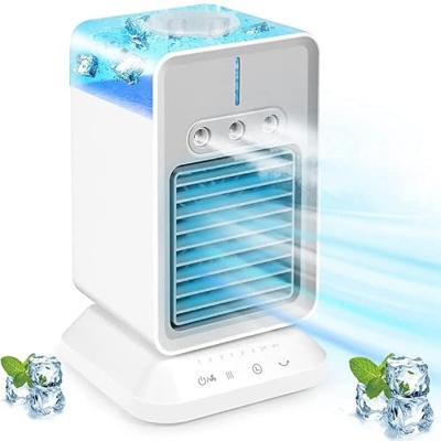 LvSenLin Acondicionador de Aire Personal, sincronización y amperaje portátiles del Ventilador del Enfriador de Aire por evaporación Humidificador con 