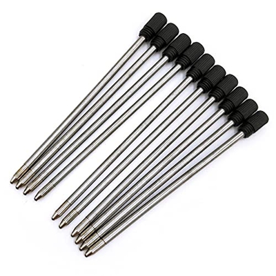 10 recambios de bolígrafo de metal de 7 cm, recambios de tinta compatibles en negro o azul (negro)