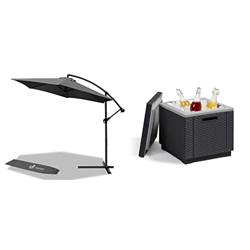 VOUNOT 300 cm Parasol Excentrico, Sombrilla de Jardín con Manivela y Funda Protectora, Protección UV + Ice Cube graphite 030 std en oferta