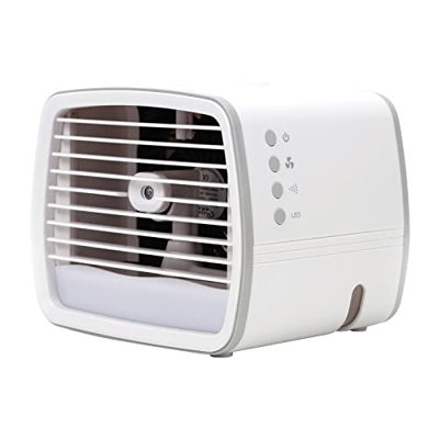 Ventilador Enfriador de Aire de Escritorio USB Ventilador acondicionador Enfriador de Aire de 3 velocidades con humidificador con luz Nocturna LED Ven