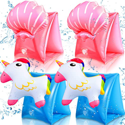 4 Manguitos Flotadores Brazaletes Hinchables Manguitos de Piscina Inflables Bandas para Brazo de Natación para Niños Playa Aprendizaje de Natación, 3  características