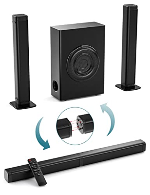 Tigrbar Barras de sonido para TV con subwoofer, 3D/DSP/Bluetooth/HDMI-ARC altavoz doméstico, agudos ajustables, sistema de sonido 2 en 1, colocación h