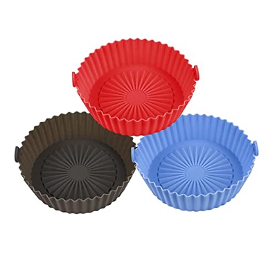 Xinyan Olla de Silicona para Freidora Aire, Paquete 3 Forros Silicona Reutilizables para Freidora Aire 5,5 una 6,5 Pulgadas, Cesta Antiadherente Resis