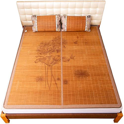 Alfombras para Dormir de Verano Summer Sleeping Mat, colchón de bambú Topper de 3 Piezas Mat de bambú King King Use Double Bedroom Enfiring for el Ver precio