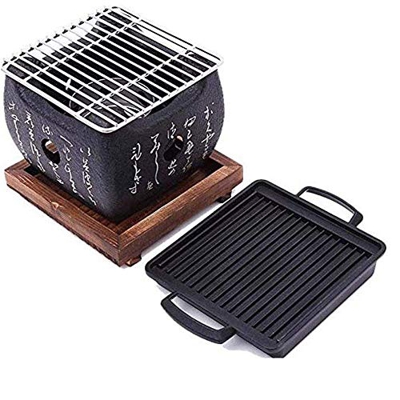 Samnuerly Parrilla de Barbacoa Barbacoa al Aire Libre Fiesta Familiar Mini Parrilla Japonesa Parrilla de carbón de Mesa de carbón, con Parrilla de Mal