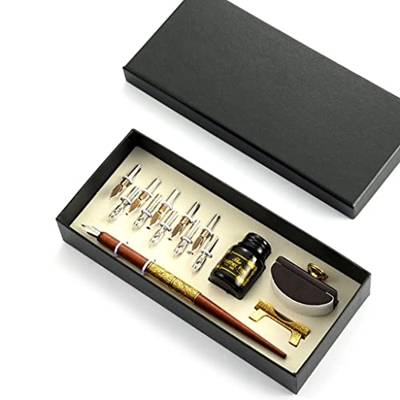 n/a Vintage Dip Pen Fuente Fountain Tinta DE Escritura 10 NIBS Ink BLOTTER Caja de Regalo CALIGRÁTICA DE PAPELIOS Suministros Escolares (Color : B)