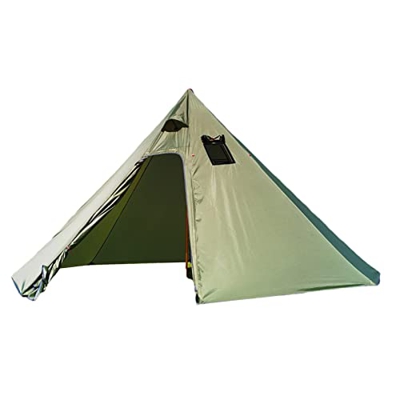KALKIAM Tienda de campaña piramidal para 3 Personas - Tienda de campaña Impermeable - Tipi piramidal Ligero con Ventana de Chimenea Cuadrada y Tela ig