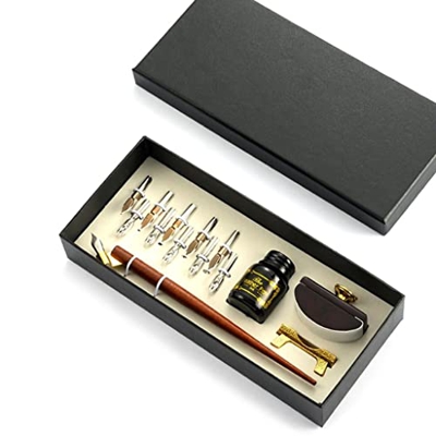 n/a Vintage Dip Pen Fuente Fountain Tinta DE Escritura 10 NIBS Ink BLOTTER Caja de Regalo CALIGRÁTICA DE PAPELIOS Suministros Escolares (Color : A)