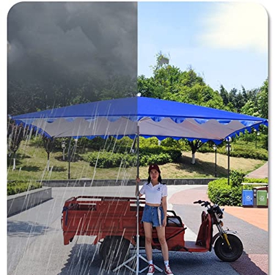 XFAK 2 * 2m Sombrilla De Jardín Azul Parasol Sombrilla Terraza De Rectangular Parasol Exterior para Mercado Terraza,antiviento |Desmontable| Plegable