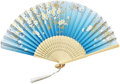 Xinduolei Decoración for el hogar Fans Plegables Ventiladores de Mano Fans de bambú Los fanáticos Huecos de bambú de Las Mujeres con Ventilador GINOLE