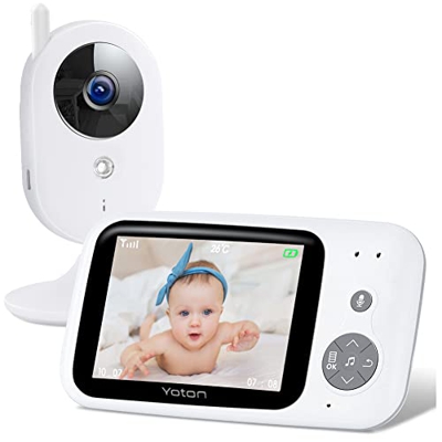 Yoton Vigilabebes, Videovigilancia con Cámara, Monitor con Batería de 930 mAh, con Audioconversión Bidireccional, Visión Nocturna y Activación por Voz