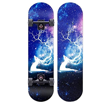 Tuklye Skateboard Cubierta de Arce de 7 Pisos Penny Cruiser, Principiante/Adulto/Adolescente Scooter Profesional, Rueda de Flash de PU Carga 150 kg 【S