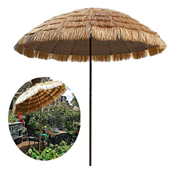 Grandeals Sombrilla De Paja Portátil para Exteriores, Sombrilla De Playa Plegable, Sombra Tropical Hawaiana, Paraguas Vertical Redondo Impermeable, Co características