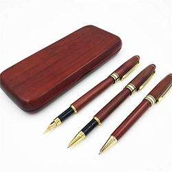 Tres piezas madera pluma caja arce imitación palo de rosa conjunto de tres piezas madera pluma papelería características