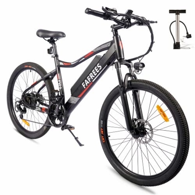 Bicicleta eléctrica Fafrees, Bicicleta de montaña eléctrica de 26", batería de 350W, 48V, 11,6 Ah de Capacidad, Shimano 7S, Adulto Unisex, Negro