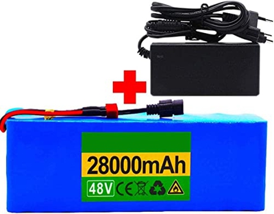stdpcxz Paquete Batería De Iones De Litio para Bicicleta Eléctrica De 48V 13S5p 28Ah Batería De Alta Potencia 750W Bicicleta Eléctrica BMS con Enchufe