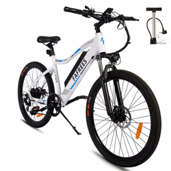Bicicleta eléctrica Fafrees, Bicicleta de montaña eléctrica de 26", batería de 350W, 48V, 11,6 Ah de Capacidad, Shimano 7S, Adulto Unisex, Blanco en oferta