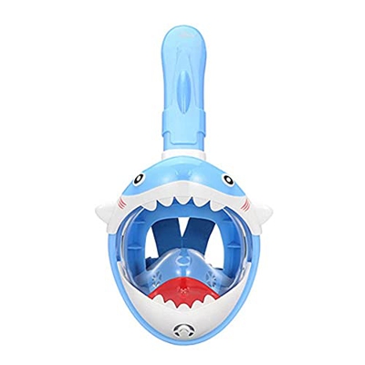 Samnuerly Máscara de Buceo Máscara de esnórquel para niños Máscara de Buceo de Cara Completa Diseño de tiburón 180 ° Vista al mar Máscara de Buceo de 