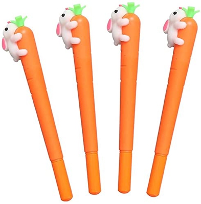 CHUANGOU 5pcs bolígrafo de Zanahoria de Conejo Blanco de Dibujos Animados bolígrafo de Gel para Estudiantes bolígrafo de Oficina, Suministros Escolare
