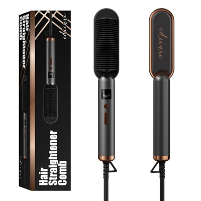 Edicare, Cepillo Alisador Pelo, Peine Alisador de Cabello, Profesional, 220-240V, 50W, 3 Intensidades regulable hasta 200º, Calentamiento PTC, para Ca