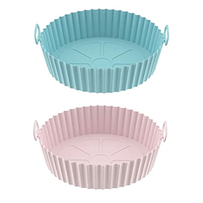 YMJR Air Fryer Silicone Baking Tray,Food Safe Reusable Air Fryer Basket, Food Grade Silicone Easy Clean Air Fryer Basket, Heat Resistant Reusable Oven