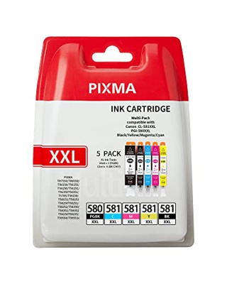 Compatible para Canon PGI-580 CLI-581 XXL, PGBK/BK/C/M/Y, Gohepi PGI-580XXL CLI-581XXL Cartuchos de Tinta con Canon TR7550 TR8550 TS705 TS6150 TS6151 