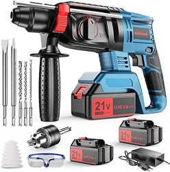 Martillo Perforador a Batería, Martillo Percutor 21V con 2 Baterías de 4000mAh, 4 Funciones en 1, Adaptador SDS Plus (con Portabrocas, Para Martillos  precio
