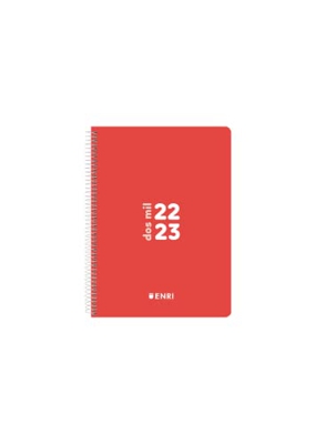 Enri, Agenda 2022 2023 Día Por Página, Tapa Plástico, 12x18cm, Español, Color Rojo