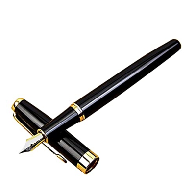 DierCosy Pluma de la Fuente de Acero Inoxidable, Pluma clásica de la Fuente de Acero Inoxidable, Pluma de caligrafía de la Fuente Duradera con Pluma d