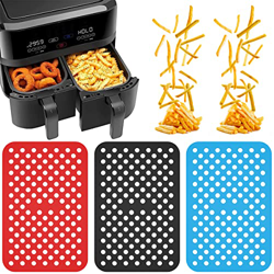 Maalr 2/3pcs Freidora de aire Silicona reutilizable freidora freidora antiadherente resistente al calor de aire accesorios de cocina de almo(Azul+negr en oferta