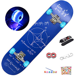 Monopatín, monopatín completo estándar de 31 pulgadas con ruedas de destello de color Monopatín profesional cóncavo de patada doble Paquete de regalo  precio