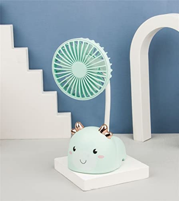 Gbdfs Venientes de Dibujos Animados de Mini Table Mude Desktop Portable Mini Fan USB Ventilador eléctrico de Escritorio Recargable de macarona (Color 